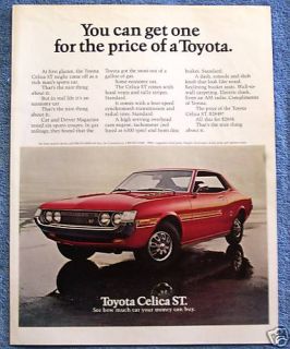  Vintage 1972 Toyota Celica St Two Door Hardtop Ad