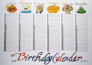 Birthday Calendar Anniversary Perpetual Wall Calendar Important Dates