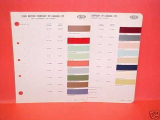1959 Ford Thunderbird Paint Chips Color Chart Canada