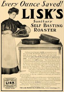1906 Ad Save Every Ounce Lisk Self Basting Roaster Pan   ORIGINAL 