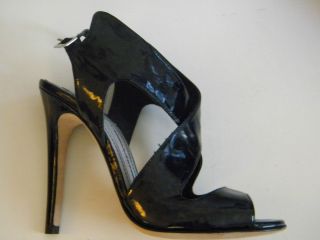 Womens Camilla Skovgaard Patent Leather Black Cross Wing Heel Size 38 
