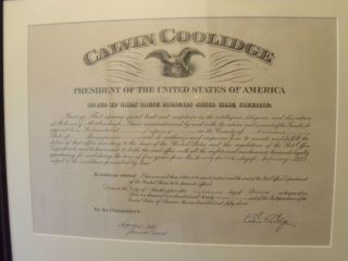 Calvin Coolidge Postmaster Appointment Signed for Driftwood PA