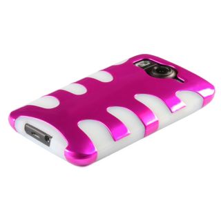 HTC Inspire 4G Hard Fishbone Case Silicone Cover Hybrid Hot Pink White 