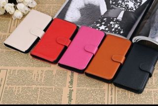 iPhone 5 Leather Case Wallet Stand w Credit Card ID Holder