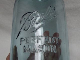 Antique Vintage Ball Mason Canning Jar, Aqua Blue Glass   Half Gallon 