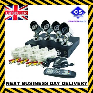 264 4 Channel 4 Camera 500GB DVR Home Business CCTV Security DIY 