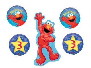 Balloons Elmo Party Supplies 3rd Birthday Three Toddler