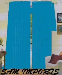 pcs TURQOISE Scarf Voile Window Panel Solid sheer valance curtains