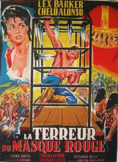 TERROR OF THE RED MASK 1960 LEX BARKER 47x63 HUGE LITHOGRAPHY