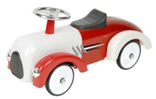 NEW CHILDS CLASSIC VINTAGE WHITE & RED RACE CAR RIDE ON PUSH ALONG TOY