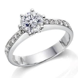 Diamond Engagement Ring in 14K Gold / White   Certified, Round, 0.77 