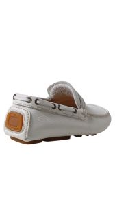   Comfortable Soft White Leather Car Shoe Loafers $510 9 5 New