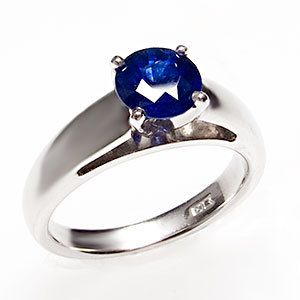 Carat Blue Sapphire Solitaire Engagement Ring Solid Platinum Estate 