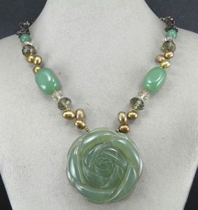 Flower Natural Canadian Jade Gemstone Pendant Beads Handmade 