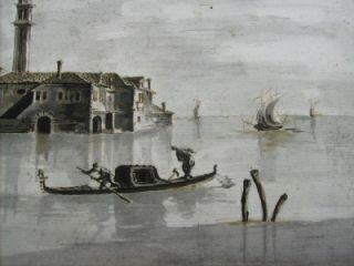 18th Cent Old Master Drawing Isola Di Secondo Venice