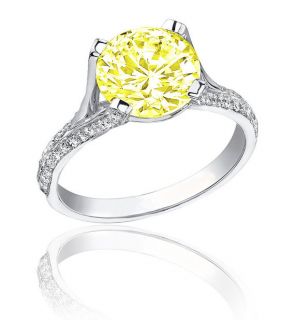   58ct Natural Fancy Canary Yellow Diamond Ring Part 1
