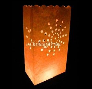 10 Sunburst Paper Candle Lantern Bags for Wedding Party