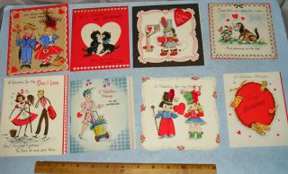 25 Vintage Valentine Day Greeting Card Lot 1920s 1960S