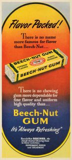 1949 Ad Beech Nut Gum Candy Coated Chewing Peppermint Spearmint Pepsin 