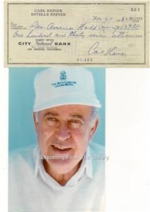 Carl Reiner Hand Signed Check Autographed Hollywood Comic Legend 