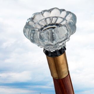 Antique Heavy Glass Knob Victorian Walking Stick Cane