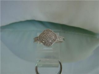 Plat/.925 White Diamond Cluster Disc Band Ring, Size 7