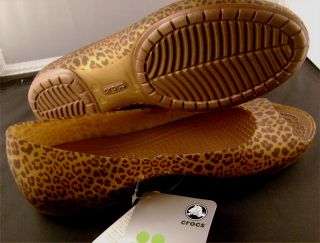 Crocs Carlie Flat Open Toe Animal Wave Slip On Womans 10 Bronze NWT 