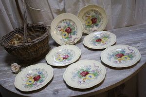 Vintage Floral Bouquet Woods English Dinner Plates