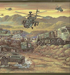   Wallpaper Border Army Trucks and Helicopters Wall Border Camo