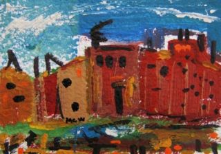   MILL Landscape Naive Self taught Folk OUTSIDER Mary Carol art MCW