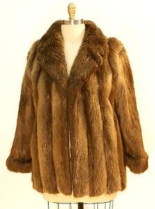 Natural Blonde Canadian Beaver Fur Jacket Light Brown Large Furs Sz 14 