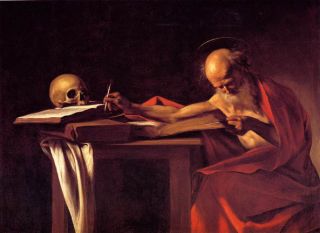 St Saint Jerome Skull Caravaggio Repro Paper Canvas