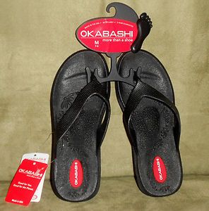 Womens Okabashi Black FlipFlop Sandals Size Small 5.5 6.5 