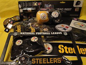Pittsburgh Steelers Car Truck Accessories 9 Pc Decals Frame Head Rest 