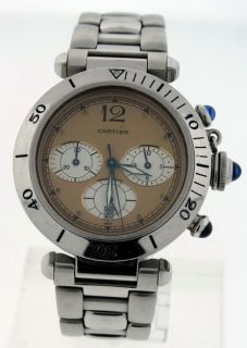 cartier pasha rare dial chronograph stainless watch
