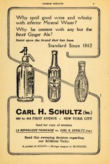 1917 Ad Carl Schultz Ginger Ale Mineral Water Whisky   ORIGINAL 