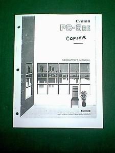 Canon PC 6RE PC6RE Copier Operators Manual