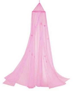Butterfly Motif Childrens Girls Pink Hanging Bed Canopy