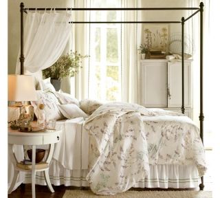   or more, Farmhouse Bed Sheer Canopy Drape, 50x80L White cotton voile