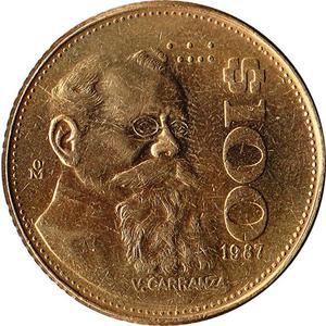 1987 Mexico 100 Pesos Coin Venustiano Carranza KM 493 UNC