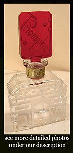    1940S ENGRAVED CZECH GLASS ARC DE TRIOMPHE CARREL PERFUME BOTTLE