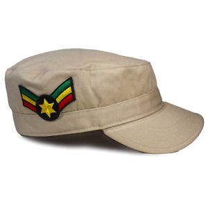 Sargent Stripes Tan Army Reggae Cap Hat Military L XL