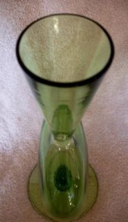 Antique Carder Steuben Green Footed Vase w Paper Label