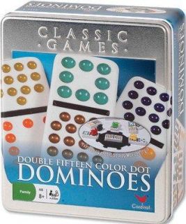 Cardinal Industries Double Fifteen Color Dot Dominoes in a Collectors 