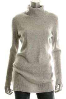 Design History New Gray Cashmere Ribbed Turtleneck Tunic Sweater L 