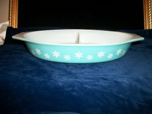 Pyrex Snowflake Casserole Dish Tiffany Blue Color