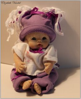 Mini OOAK Original Hand Sculpt Baby Girl 5 in Clay Art Doll by 