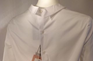MIU MIU by Prada Shirt White Soft Cotton Button Back Flower Cuff 