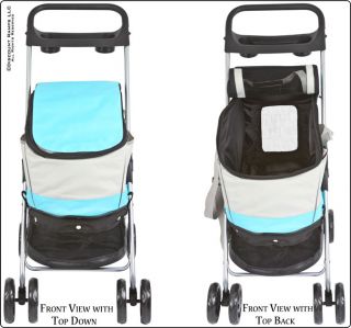   Gray Folding Dog Stroller Pet Carrier Soft Crate PS 53 Blue