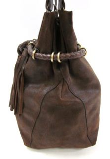 you are bidding on a carla mancini brown leather tassle shoulder 